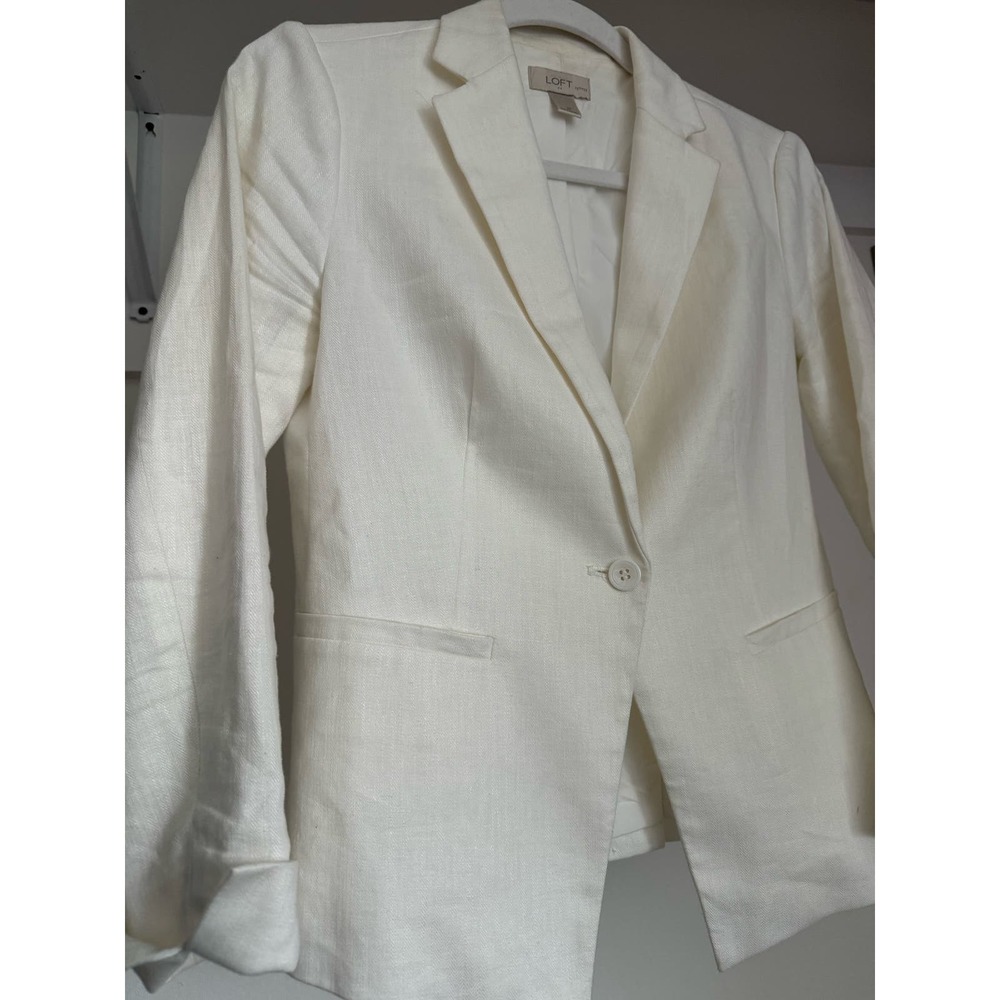 Loft Women's Linen Blazer White Size 2 Petite